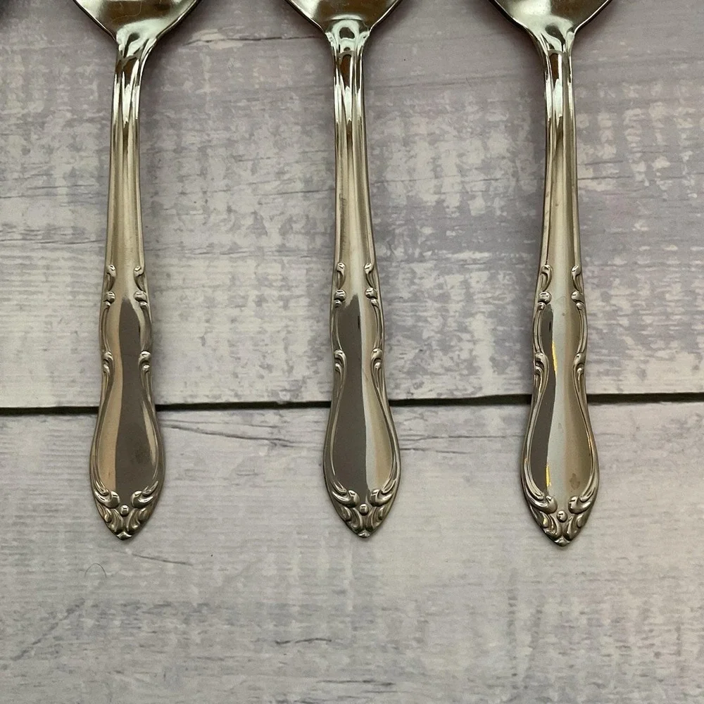 Simeon George Rogers Oneida HOMESTEAD 6 Oval Place Spoons Stainless Flatware #2